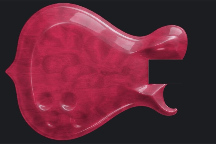 Oryx in Ruby red on Quilted Bigleaf maple