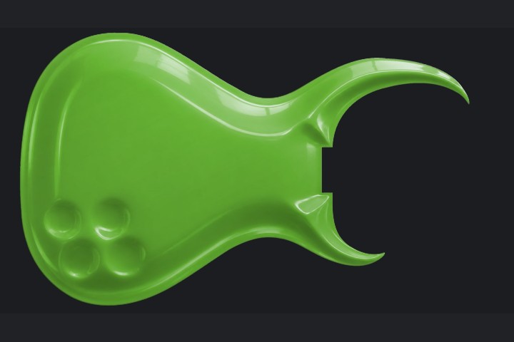 Matadaur in Lime green on Flame maple